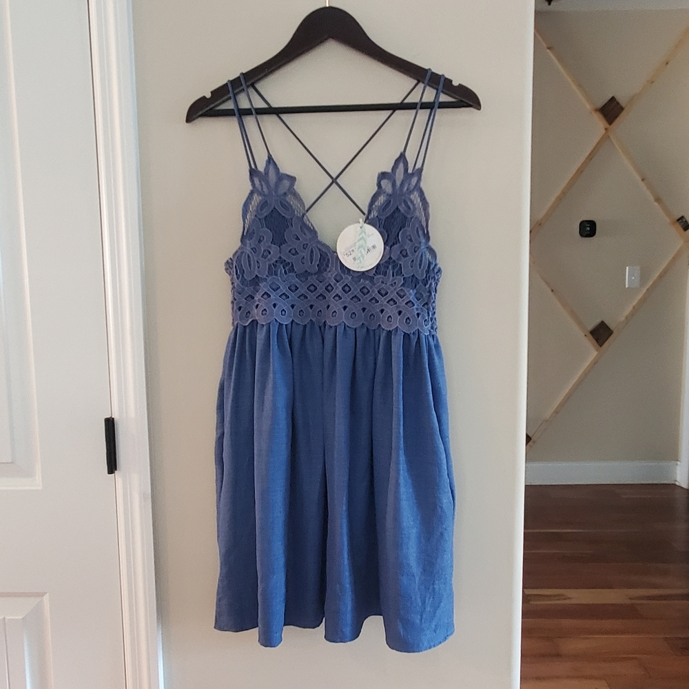Humminbird Boho Lace Mini Dress Ooh La Luxe Destiny Navy Large